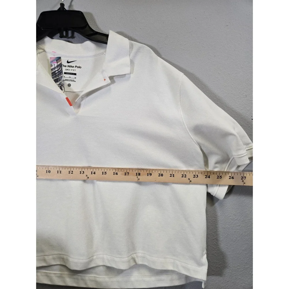 Nike Dri-FIT‎ Cropped Loose Fit Short Sleeve Athletic Polo Shirt White XL